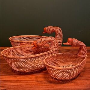 3 Handcrafted Woven Duck Baskets
